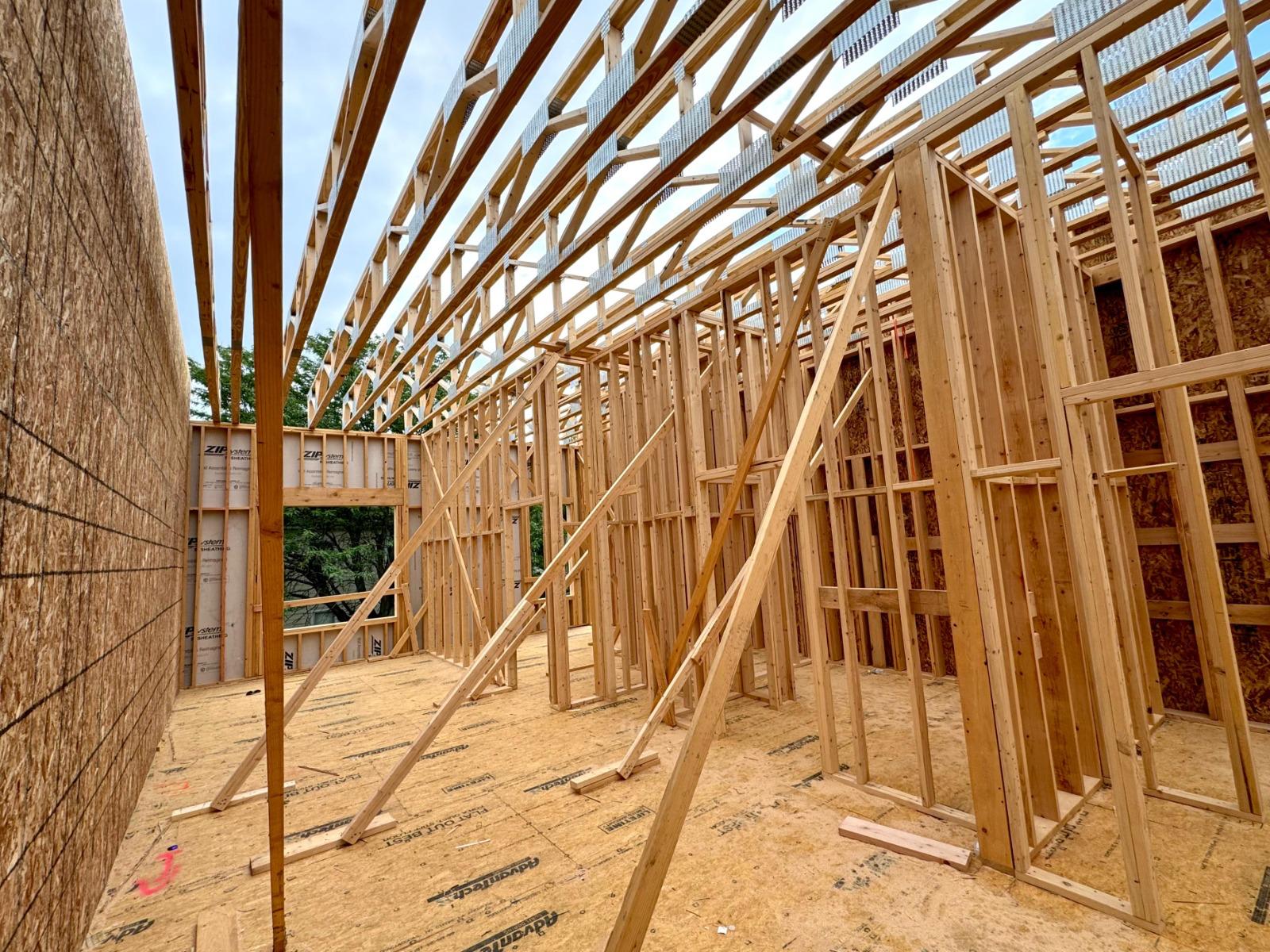 Professional framing and drywall work detail
